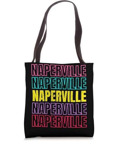 Naperville Repeating Text Retro Colors Tote Bag $14.84 Totes