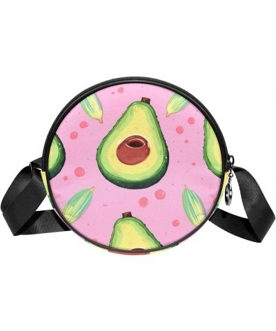 Round Crossbody Purse for Women, Shoulder Bag, cartoon avocado $8.55 Crossbody Bags