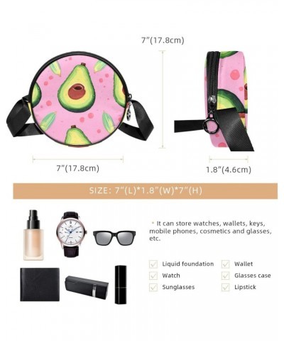 Round Crossbody Purse for Women, Shoulder Bag, cartoon avocado $8.55 Crossbody Bags