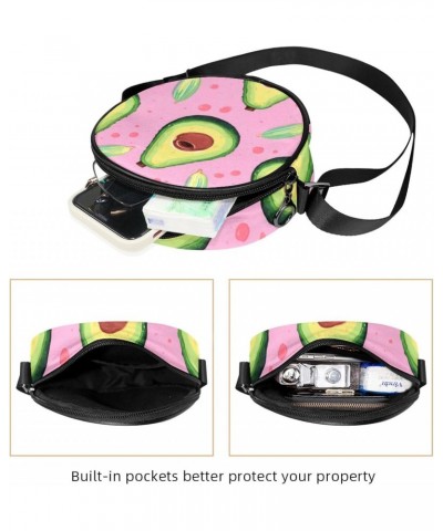 Round Crossbody Purse for Women, Shoulder Bag, cartoon avocado $8.55 Crossbody Bags