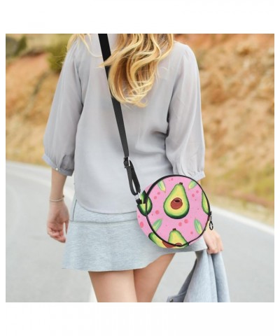 Round Crossbody Purse for Women, Shoulder Bag, cartoon avocado $8.55 Crossbody Bags