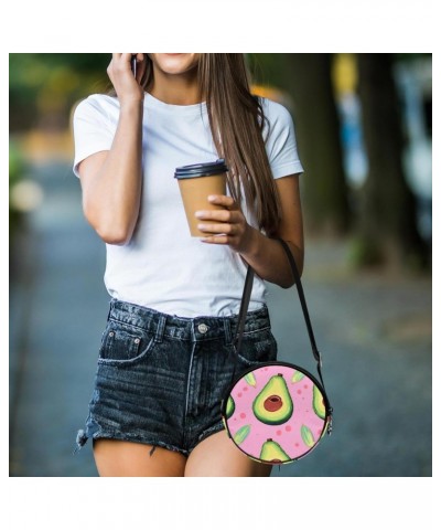 Round Crossbody Purse for Women, Shoulder Bag, cartoon avocado $8.55 Crossbody Bags