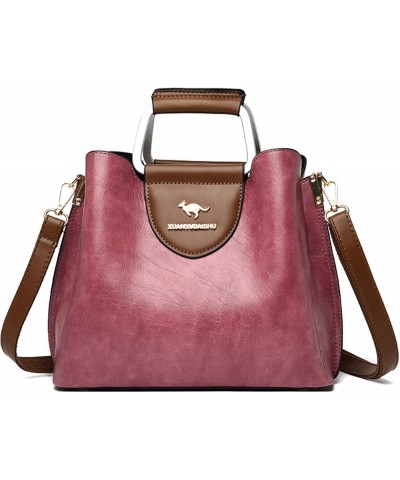 Womens Leather Shoulder Bags Large Capacity Girls Messenger Bags Diagonal Women's Bags Handbags Purple $33.17 Shoulder Bags