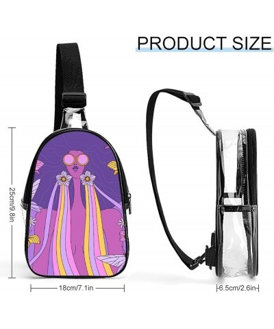 Clear Sling Bag Stadium Approved, Compatible with Psychedelic Abstract Pattern Bright Digital Multipurpose Clear Shoulder Bac...