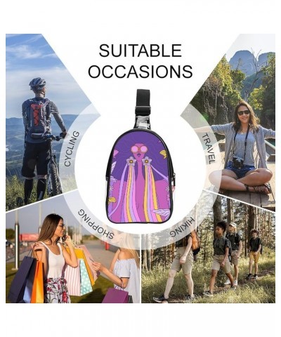 Clear Sling Bag Stadium Approved, Compatible with Psychedelic Abstract Pattern Bright Digital Multipurpose Clear Shoulder Bac...