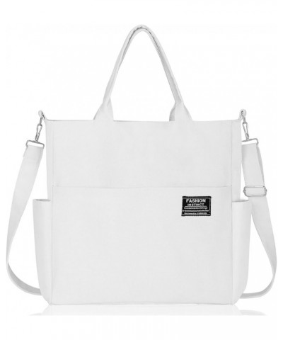 Women's Canvas Tote Bag Fashion Crossbody Handbag Large Capacity Travel Satchel White $11.39 Totes