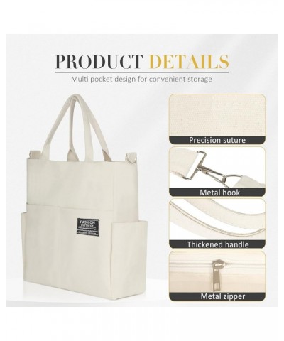 Women's Canvas Tote Bag Fashion Crossbody Handbag Large Capacity Travel Satchel White $11.39 Totes