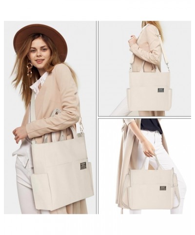 Women's Canvas Tote Bag Fashion Crossbody Handbag Large Capacity Travel Satchel White $11.39 Totes