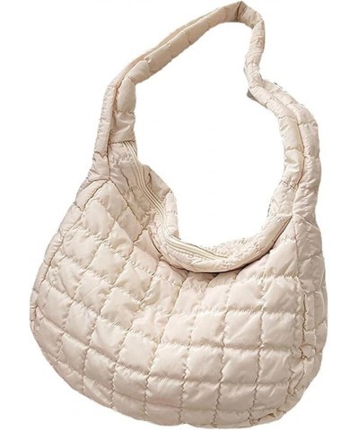 Large Puffer Tote Bag, Quilted Down Bags for Women Soft Space Totes Puffer Bag Lattice Crossbody for Autumn Winter White $9.6...