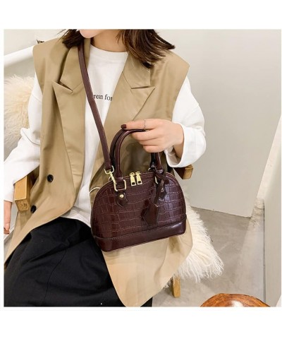 Crocodile Pattern Leather Dome Crossbody Bag for Women Top Handle Satchel Handbags Ladies Shoulder Bag Tote Coffee $17.02 Totes