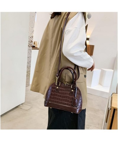 Crocodile Pattern Leather Dome Crossbody Bag for Women Top Handle Satchel Handbags Ladies Shoulder Bag Tote Coffee $17.02 Totes