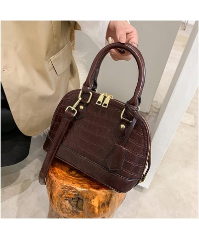 Crocodile Pattern Leather Dome Crossbody Bag for Women Top Handle Satchel Handbags Ladies Shoulder Bag Tote Coffee $17.02 Totes