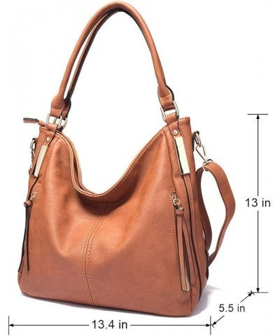 Women Hobo Shoulder Bag PU Leather Top Handle Satchel Large Work Totes Fashion Handbags and Purses 2 Brown $20.39 Totes