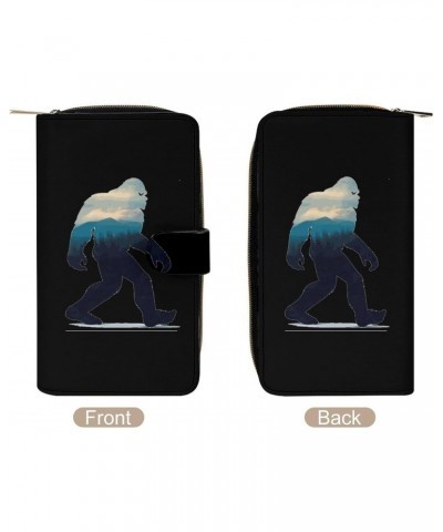 Bigfoot Forest Landscape PU Leather Womens Wallet Large Capacity Zippered Bifold Purse with 12 Card Slot Coin Case $16.28 Wal...