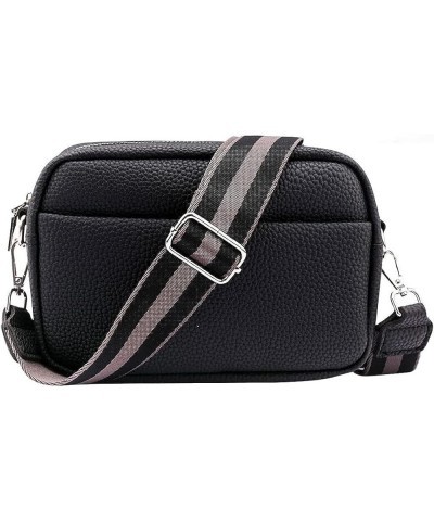 Crossbody Bags for Women Vegan Leather Purses Small Shoulder Handbags with Wide Strap 01-black $9.24 Crossbody Bags