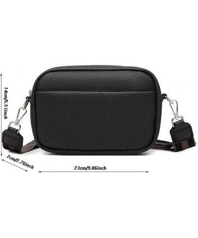 Crossbody Bags for Women Vegan Leather Purses Small Shoulder Handbags with Wide Strap 01-black $9.24 Crossbody Bags