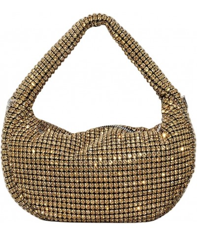 Bling Full Glitter Knotted Handbag for Women Crystal Rhinestone Hobo Dumpling Bag Diamond Evening Clutch Crossbody Bag B-gold...