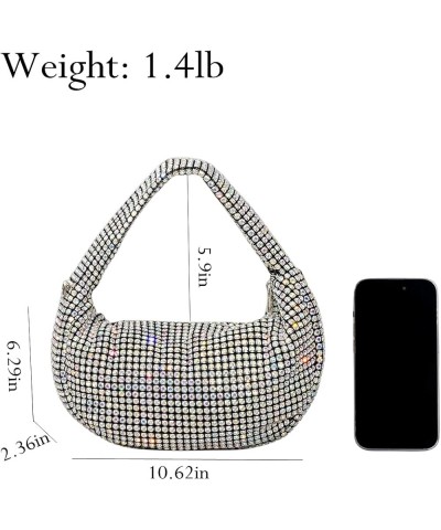 Bling Full Glitter Knotted Handbag for Women Crystal Rhinestone Hobo Dumpling Bag Diamond Evening Clutch Crossbody Bag B-gold...