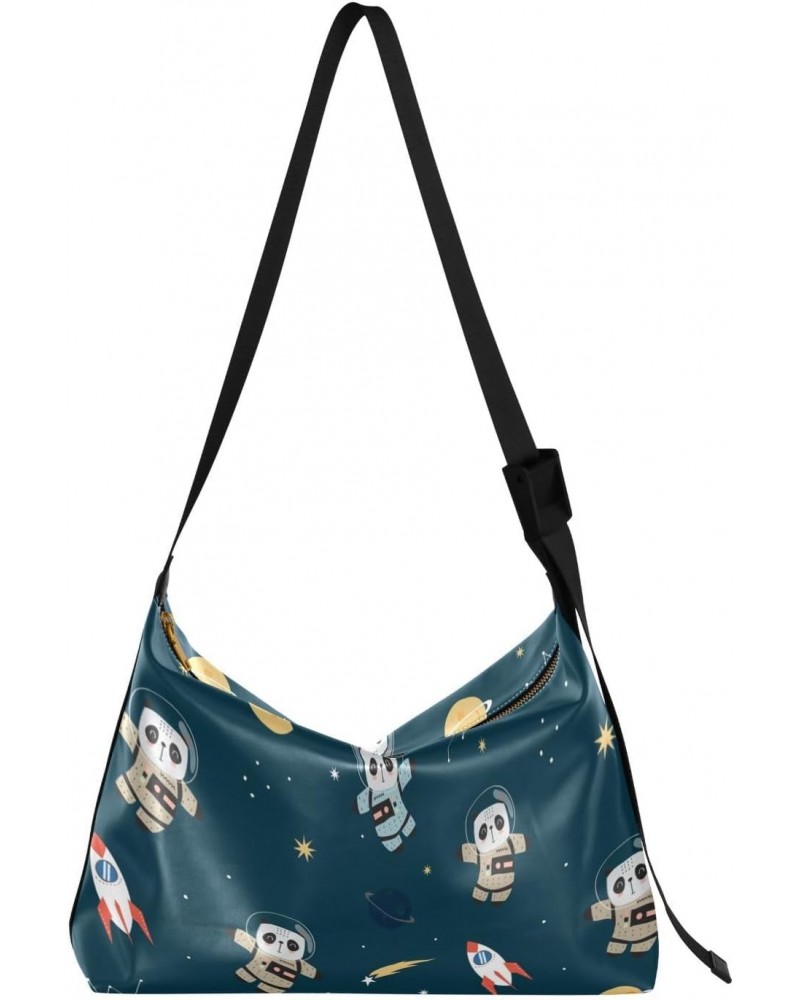 Space Panda Astronaut Crossbody Bag Hobo Handbag Purse Fashion PU Leather Shoulder Bags for Women $17.33 Hobo Bags