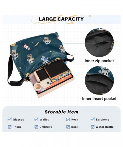 Space Panda Astronaut Crossbody Bag Hobo Handbag Purse Fashion PU Leather Shoulder Bags for Women $17.33 Hobo Bags