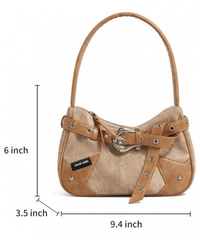 Mini Canvas Shoulder Bags for Women,Trendy Saddle Purse Mini Summer Beach Handbag Brown $15.74 Hobo Bags