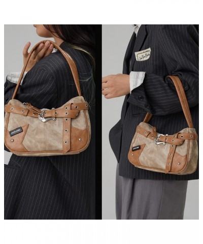 Mini Canvas Shoulder Bags for Women,Trendy Saddle Purse Mini Summer Beach Handbag Brown $15.74 Hobo Bags