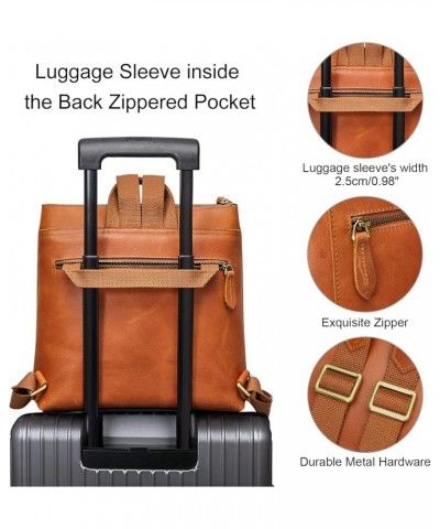 Women Genuine Leather Backpack Purse Travel Satchel Bag with Luggage Sleeve Brandy $33.60 Backpacks