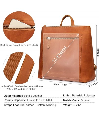 Women Genuine Leather Backpack Purse Travel Satchel Bag with Luggage Sleeve Brandy $33.60 Backpacks