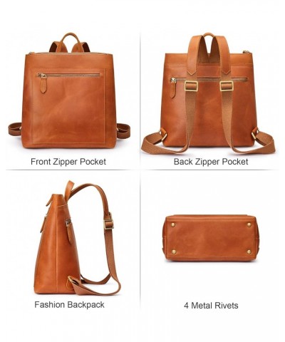 Women Genuine Leather Backpack Purse Travel Satchel Bag with Luggage Sleeve Brandy $33.60 Backpacks