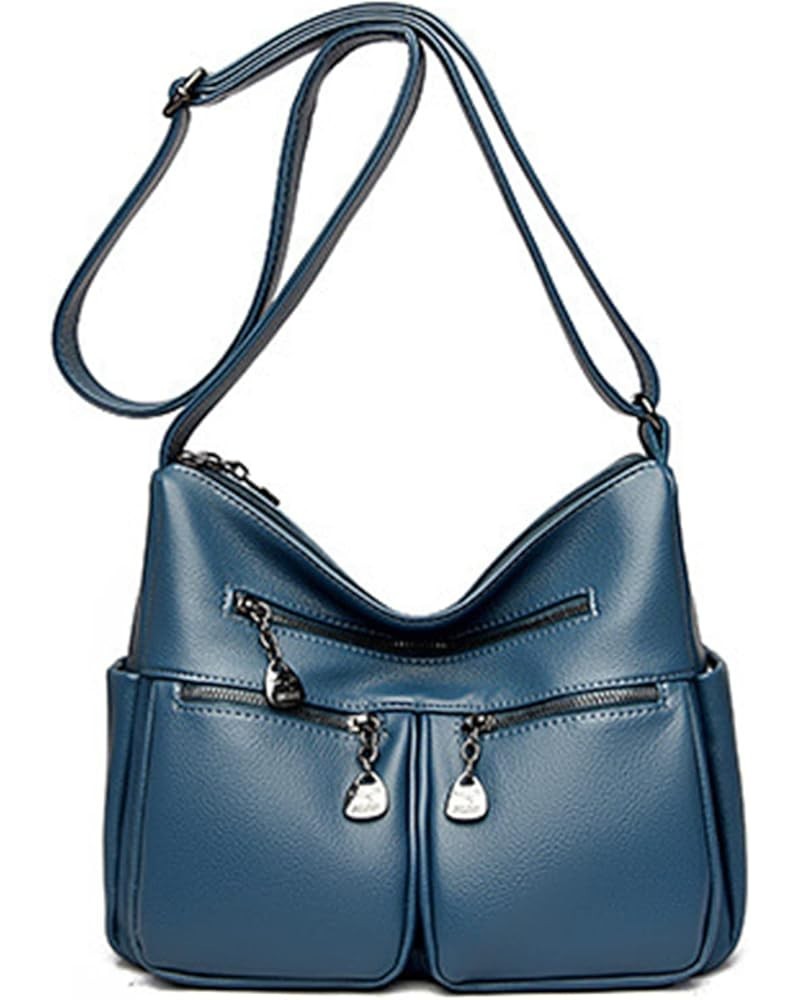 Crossbody Bag for Women Soft PU Leather Shoulder Bag Multi Pocket Purses Medium Roomy Handbag Pocketbooks (Blue) Blue $23.15 ...