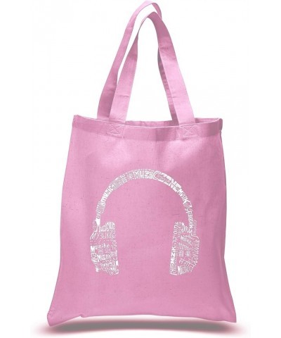 Word Art S Tote Bag - Headphones - Music in Different Languages Word Art Pink $8.47 Totes