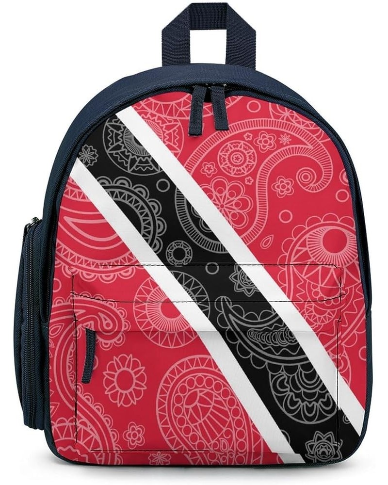 Trinidad and Tobago Paisley Flag Funny Backpack Small Casual Daypack Purse Travel Bag with Adjustable Strap Cute Print Blue-s...