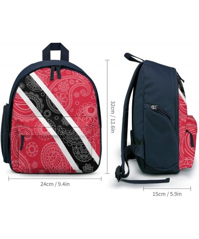 Trinidad and Tobago Paisley Flag Funny Backpack Small Casual Daypack Purse Travel Bag with Adjustable Strap Cute Print Blue-s...