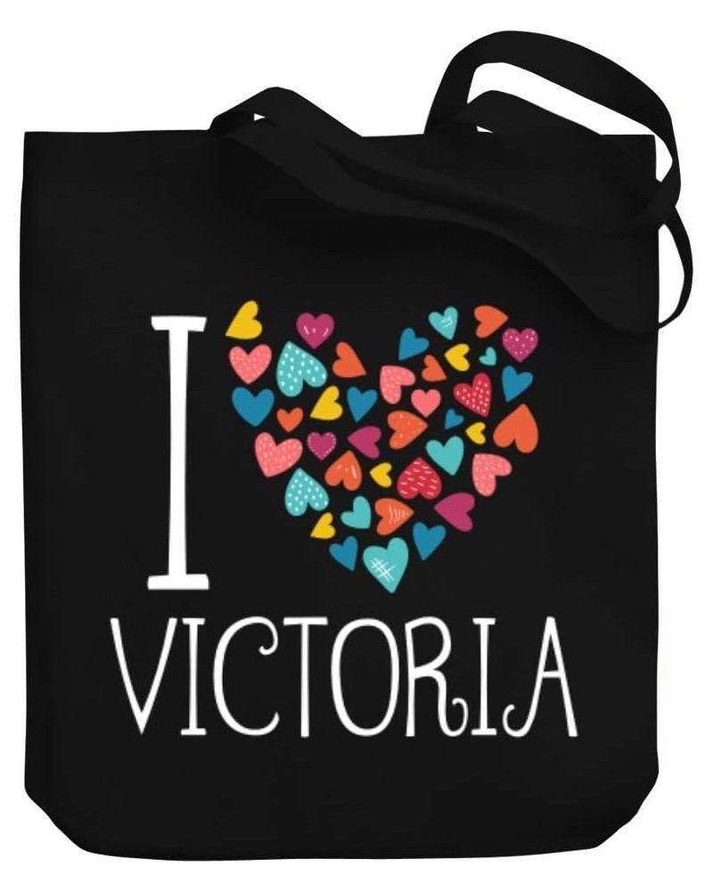 I love Victoria colorful hearts Canvas Tote Bag 10.5" x 16" x 4 $22.79 Totes