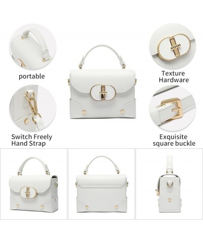 Women's Top Handle Bags,Handbags for Women,Shoulder Bag or Crossbody Bags,Evening Bags,Recyled Genuine Leather Handbags White...