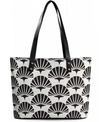 Womens Handbag Geometric Flowers Leather Tote Bag Top Handle Satchel Bags For Lady $14.70 Totes