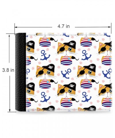 Unique Desige Pattern - Cartoon pattern with cute pirate cat and anchor, Slim Front Pocket Wallet Billfold RFID Blocking $10....