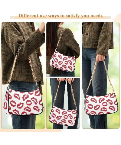 Women's Handbags Tote Crossbody Bag Stylish Purse Ladies Shoulder Bag Handbag Red Lipstick Kiss Crescent Bag Red Lipstick Kis...