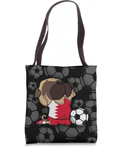 Pug Dog Bahrain Soccer Fans Jersey Bahraini Football Lovers Tote Bag $12.47 Totes