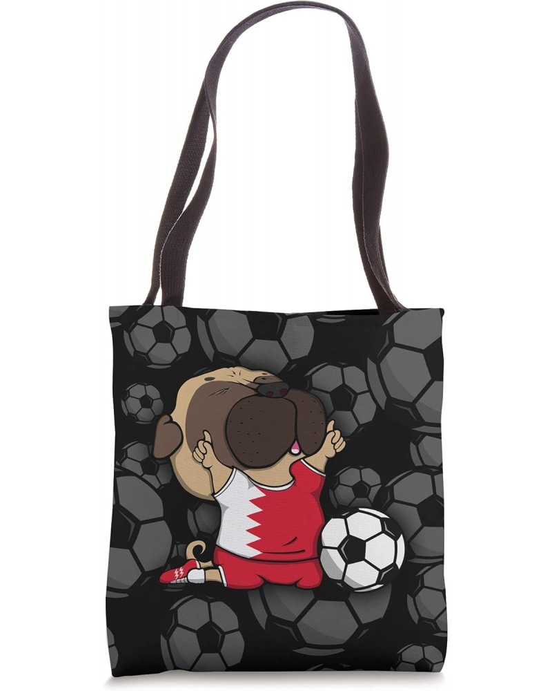 Pug Dog Bahrain Soccer Fans Jersey Bahraini Football Lovers Tote Bag $12.47 Totes