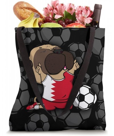 Pug Dog Bahrain Soccer Fans Jersey Bahraini Football Lovers Tote Bag $12.47 Totes