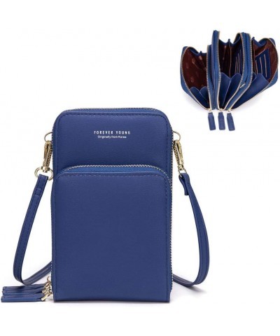 Small Crossbody Cell Phone Bag for Women, Mini Over Shoulder Handbag Purse with Credit Card Slots A-dark Blue $10.00 Crossbod...