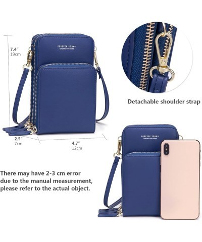 Small Crossbody Cell Phone Bag for Women, Mini Over Shoulder Handbag Purse with Credit Card Slots A-dark Blue $10.00 Crossbod...