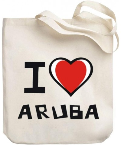 I love Aruba Bicolor Heart Canvas Tote Bag 10.5" x 16" x 4 $20.39 Totes