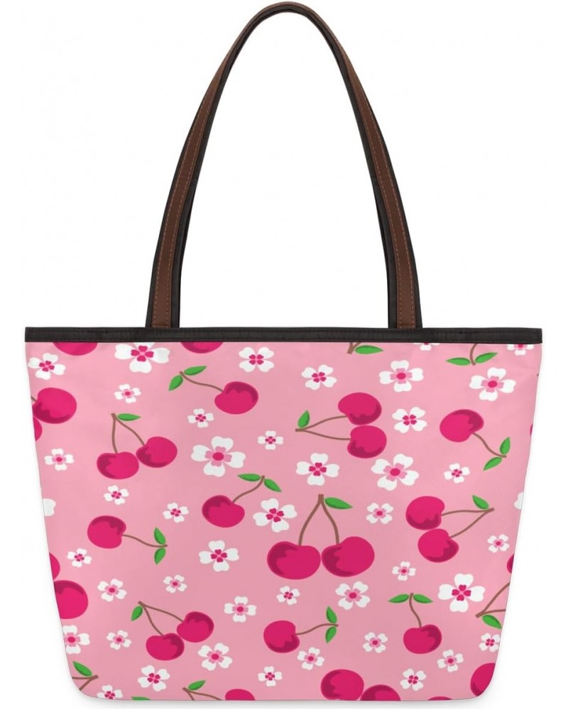 Flower Cherry Blossom Large Tote Bag For Women Shoulder Handbags with Zippper Top Handle Satchel Bags for Shopping Travel Gym...