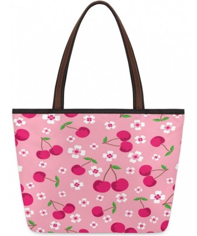 Flower Cherry Blossom Large Tote Bag For Women Shoulder Handbags with Zippper Top Handle Satchel Bags for Shopping Travel Gym...