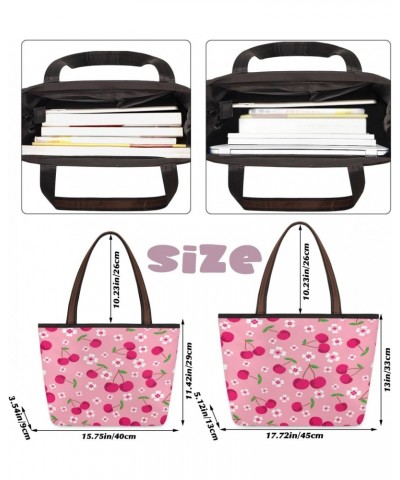 Flower Cherry Blossom Large Tote Bag For Women Shoulder Handbags with Zippper Top Handle Satchel Bags for Shopping Travel Gym...