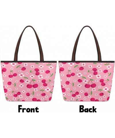 Flower Cherry Blossom Large Tote Bag For Women Shoulder Handbags with Zippper Top Handle Satchel Bags for Shopping Travel Gym...