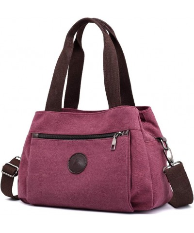 Hobo Handbags Canvas Crossbody Bag for Women Multi Compartment Tote Purse Bags Burgundy $26.53 Totes