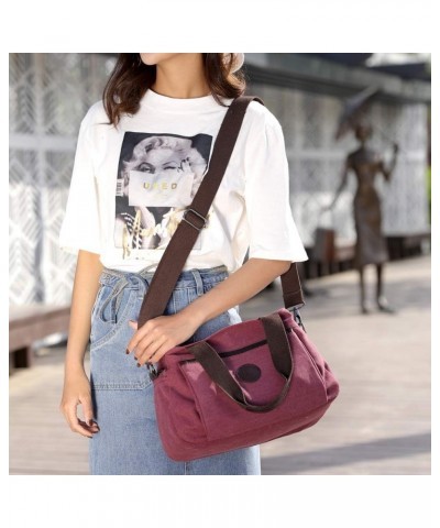 Hobo Handbags Canvas Crossbody Bag for Women Multi Compartment Tote Purse Bags Burgundy $26.53 Totes